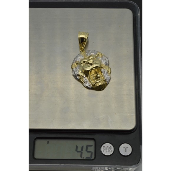 Real 10k Yellow Gold Diamond Cut 3D Big Lion Head Pendant almost 2" 4.5gr - Picture 5 of 6